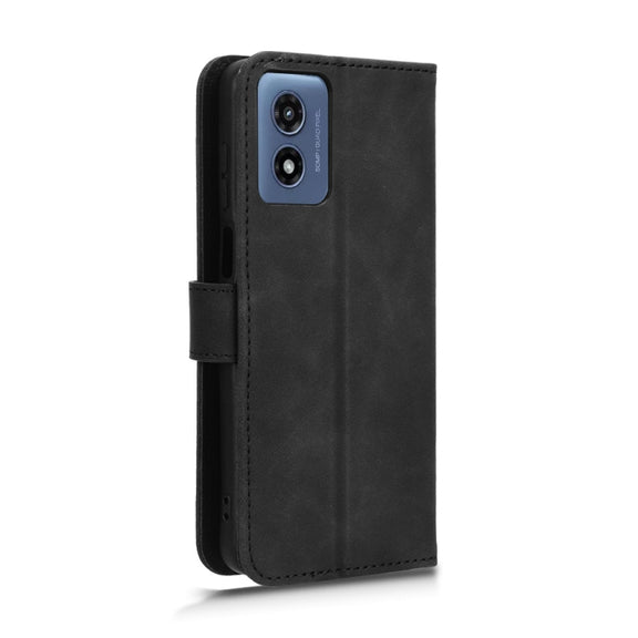 For Motorola Moto G Paly 4G 2024 Skin Feel Magnetic Flip Leather Phone Case(Black)
