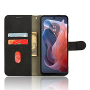 For Motorola Moto G Paly 4G 2024 Skin Feel Magnetic Flip Leather Phone Case(Black)