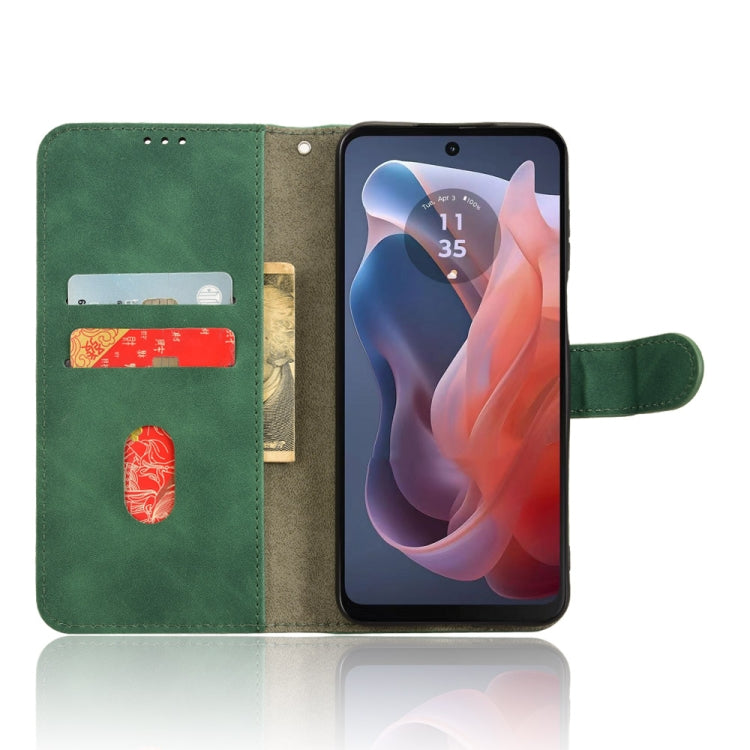 For Motorola Moto G Paly 4G 2024 Skin Feel Magnetic Flip Leather Phone Case(Green)