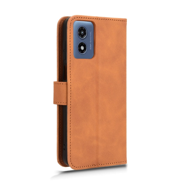 For Motorola Moto G Paly 4G 2024 Skin Feel Magnetic Flip Leather Phone Case(Brown)