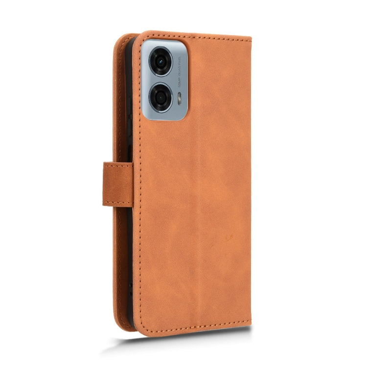 For Motorola Moto G Stylus 5G 2024 Skin Feel Magnetic Flip Leather Phone Case(Brown)