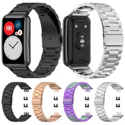 For Huawei Watch Fit Special Edition Three Strains Stainless Steel Watch Band(Silver)