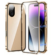 For iPhone 16 Plus Magnetic Double-buckle HD Tempered Glass Phone Case(Gold) - free shipping - PMC Jewellery - Order now!