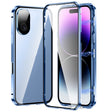 For iPhone 16 Plus Magnetic Double-buckle HD Tempered Glass Phone Case(Blue) - iPhone 16 Plus Cases by PMC Jewellery | Online Shopping South Africa | PMC Jewellery | Buy Now Pay Later Mobicred