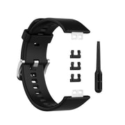For Huawei Watch Fit Special Edition Silicone Silver Steel Buckle Watch Band(Black)