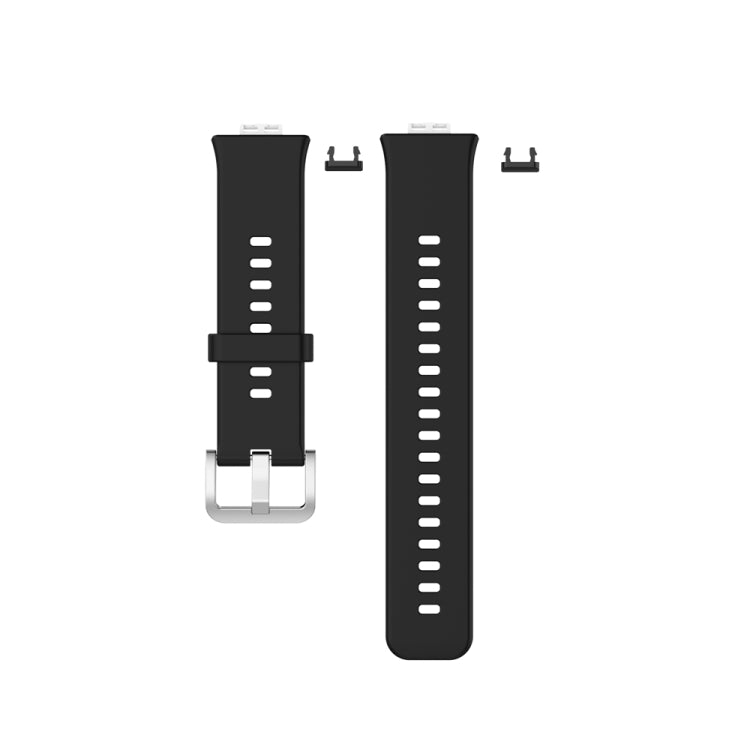 For Huawei Watch Fit Special Edition Silicone Silver Steel Buckle Watch Band(Black)