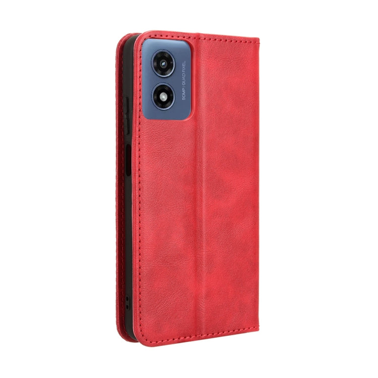 For Motorola Moto G Play 4G 2024 Magnetic Buckle Retro Texture Leather Phone Case(Red)