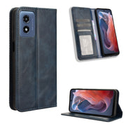 For Motorola Moto G Play 4G 2024 Magnetic Buckle Retro Texture Leather Phone Case(Blue)