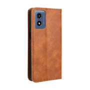 For Motorola Moto G Play 4G 2024 Magnetic Buckle Retro Texture Leather Phone Case(Brown)
