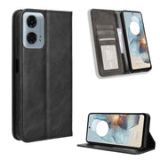 For Motorola Moto G Power 5G 2024 Magnetic Buckle Retro Texture Leather Phone Case(Black)