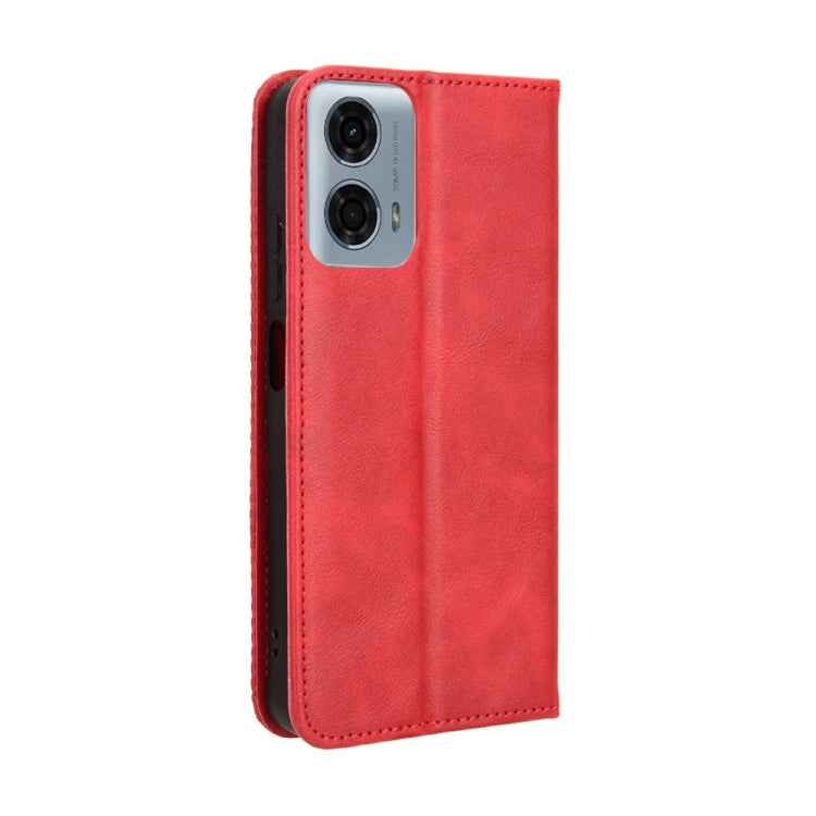 For Motorola Moto G Power 5G 2024 Magnetic Buckle Retro Texture Leather Phone Case(Red)
