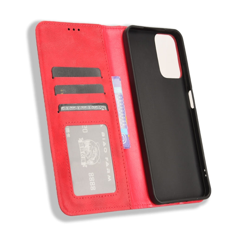 For Motorola Moto G Power 5G 2024 Magnetic Buckle Retro Texture Leather Phone Case(Red)