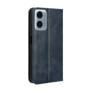For Motorola Moto G Power 5G 2024 Magnetic Buckle Retro Texture Leather Phone Case(Blue)