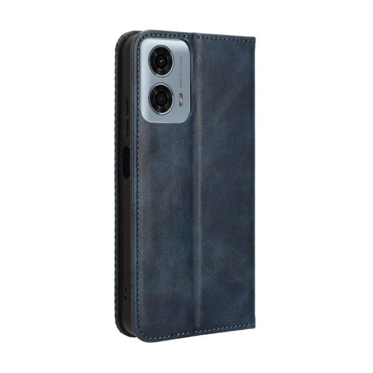 For Motorola Moto G Power 5G 2024 Magnetic Buckle Retro Texture Leather Phone Case(Blue)