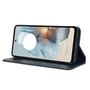 For Motorola Moto G Power 5G 2024 Magnetic Buckle Retro Texture Leather Phone Case(Blue)