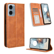 For Motorola Moto G Power 5G 2024 Magnetic Buckle Retro Texture Leather Phone Case(Brown)