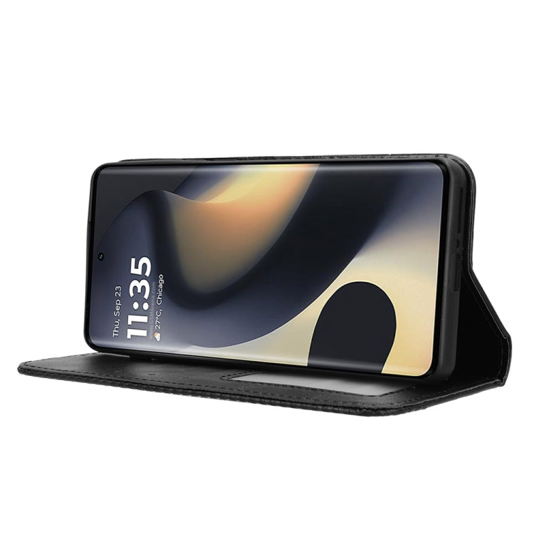 For Motorola Edge 2024 5G Magnetic Buckle Retro Texture Leather Phone Case(Black) - Motorola Cases by PMC Jewellery | Online Shopping South Africa | PMC Jewellery | Buy Now Pay Later Mobicred