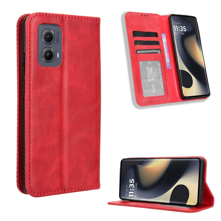For Motorola Edge 2024 5G Magnetic Buckle Retro Texture Leather Phone Case(Red) - Motorola Cases by PMC Jewellery | Online Shopping South Africa | PMC Jewellery | Buy Now Pay Later Mobicred