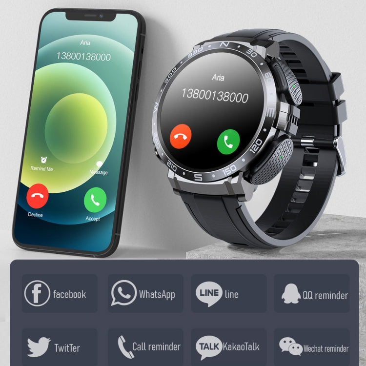 M68 Plus 1.52 inch Round Screen 2 in 1 Bluetooth Earphone Smart Watch, 512MB Memory Support Health Monitoring(Black) - Smart Watches by PMC TechLife | Online Shopping South Africa | PMC TechLife