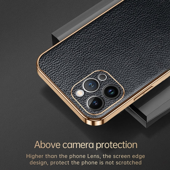 For iPhone 15 Pro Max SULADA TPU + Litchi Texture Leather Phone Case(Blue)