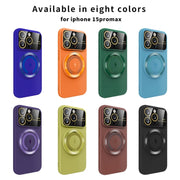 For iPhone 15 Large Window MagSafe Magnetic Holder Phone Case(Black)