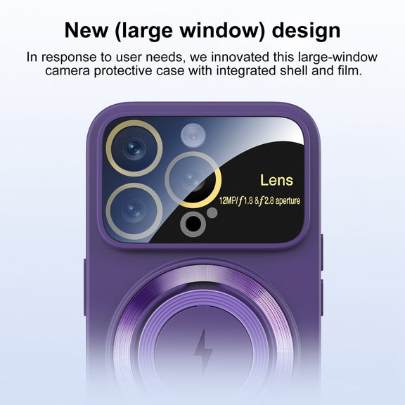 For iPhone 12 Large Window MagSafe Magnetic Holder Phone Case(Klein Blue)