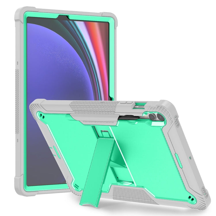 For Samsung Galaxy Tab S9+ Shockproof Silicone Hybrid PC Tablet Case with Holder(Mint Green + Grey) - Galaxy Tab S9+ Cases by PMC TechLife | Online Shopping South Africa | PMC TechLife