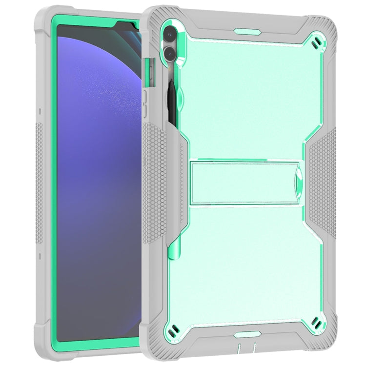 For Samsung Galaxy Tab S9+ Shockproof Silicone Hybrid PC Tablet Case with Holder(Mint Green + Grey) - Galaxy Tab S9+ Cases by PMC TechLife | Online Shopping South Africa | PMC TechLife