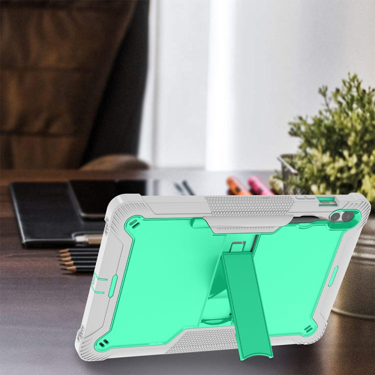 For Samsung Galaxy Tab S9+ Shockproof Silicone Hybrid PC Tablet Case with Holder(Mint Green + Grey) - Galaxy Tab S9+ Cases by PMC TechLife | Online Shopping South Africa | PMC TechLife