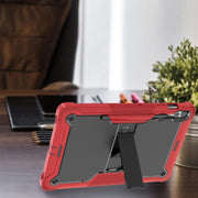 For Samsung Galaxy Tab S9+ Shockproof Silicone Hybrid PC Tablet Case with Holder(Black + Red)