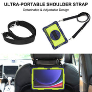 For Samsung Galaxy Tab S9 360 Degree Rotation PC Contrast Silicone Tablet Case(Navy Blue + Yellow Green)