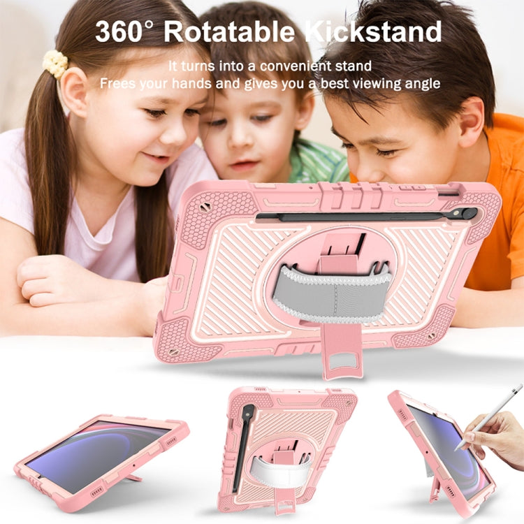 For Samsung Galaxy Tab S9 360 Degree Rotation PC Contrast Silicone Tablet Case(Rose Gold) - free shipping - PMC Jewellery - Order now!