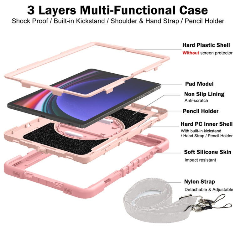 For Samsung Galaxy Tab S9 360 Degree Rotation PC Contrast Silicone Tablet Case(Rose Gold) - free shipping - PMC Jewellery - Order now!