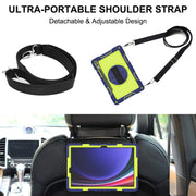For Samsung Galaxy Tab S9+ 360 Degree Rotation PC Contrast Silicone Tablet Case(Navy Blue + Yellow Green)
