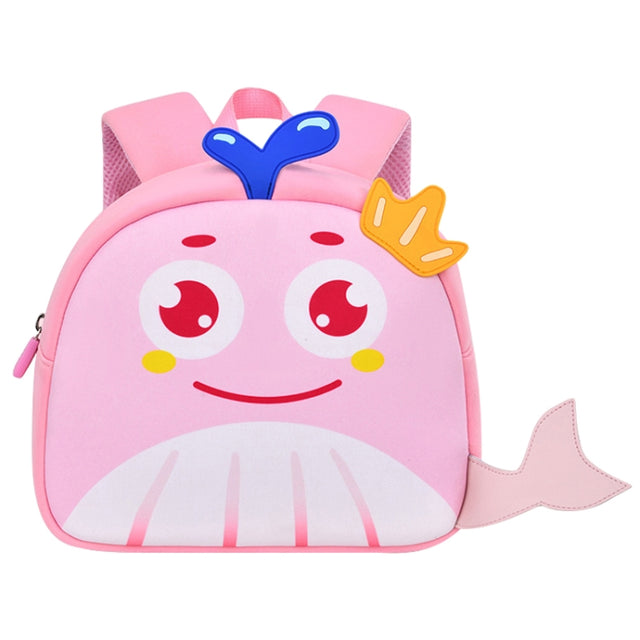Children Cute Cartoon Anti-Lost Kindergarten School Bag(Pink Whale Medium)
