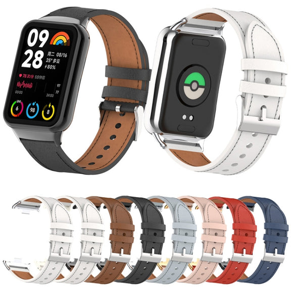 For Xiaomi Smart Band 9 Pro / 8 Pro 18mm Microfiber Sewing Leather Watch Band(Blue)