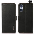 For Sony Xperia 5 V KHAZNEH Side-Magnetic Litchi Genuine Leather RFID Case(Black) - Sony Cases by PMC TechLife | Online Shopping South Africa | PMC TechLife | Buy Now Pay Later Mobicred