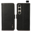 For Sony Xperia 1 VI KHAZNEH Side-Magnetic Litchi Genuine Leather RFID Case(Black) - Sony Cases by PMC TechLife | Online Shopping South Africa | PMC TechLife | Buy Now Pay Later Mobicred
