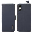 For Sony Xperia 10 VI KHAZNEH Side-Magnetic Litchi Genuine Leather RFID Case(Blue) - Sony Cases by PMC TechLife | Online Shopping South Africa | PMC TechLife | Buy Now Pay Later Mobicred