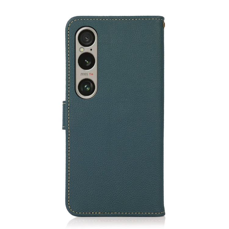 For Sony Xperia 1 VI KHAZNEH Custer Genuine Leather RFID Phone Case(Green) - Sony Cases by PMC TechLife | Online Shopping South Africa | PMC TechLife | Buy Now Pay Later Mobicred
