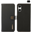 For Sony Xperia 10 VI KHAZNEH Custer Genuine Leather RFID Phone Case(Black) - Sony Cases by PMC TechLife | Online Shopping South Africa | PMC TechLife | Buy Now Pay Later Mobicred