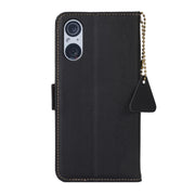 For Sony Xperia 5 V Side-Magnetic TJ Genuine Leather RFID Phone Case(Black)