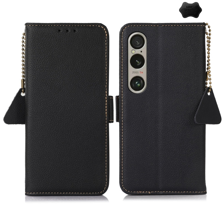 For Sony Xperia 1 VI Side-Magnetic TJ Genuine Leather RFID Phone Case(Black) - Sony Cases by PMC TechLife | Online Shopping South Africa | PMC TechLife | Buy Now Pay Later Mobicred