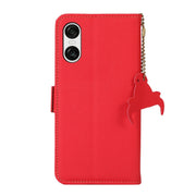 For Sony Xperia 10 VI Side-Magnetic TJ Genuine Leather RFID Phone Case(Red)