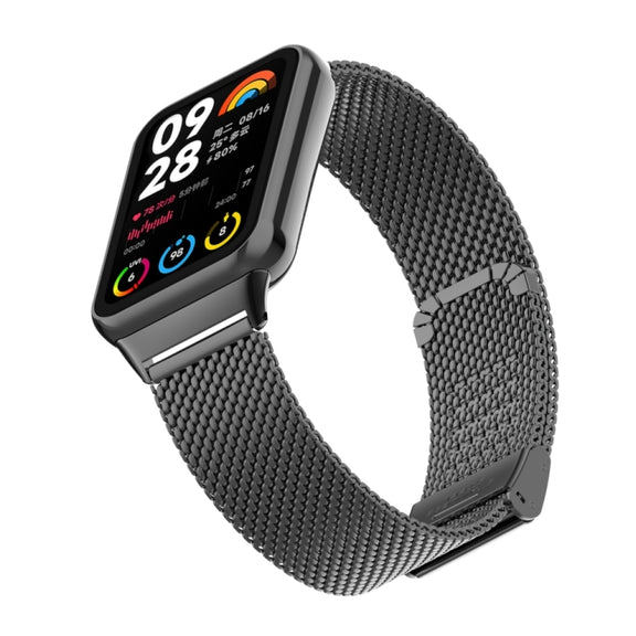 For Xiaomi Smart Band 9 Pro / 8 Pro 18mm Steel Mesh Buckle Metal Watch Band(Black)