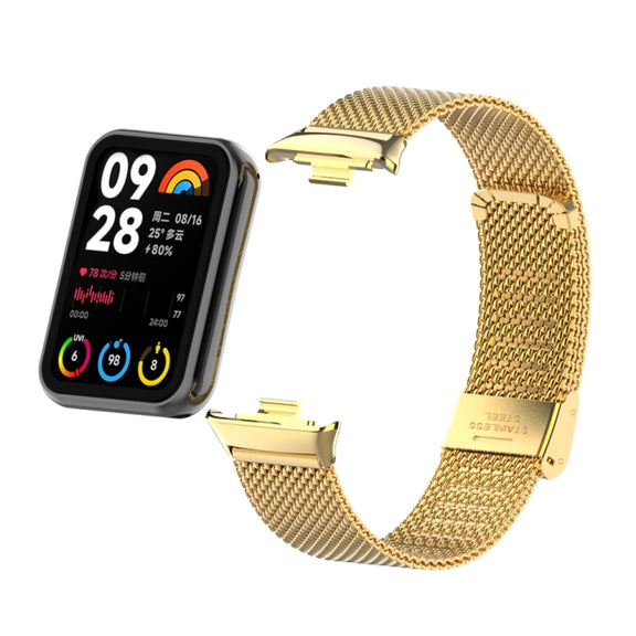 For Xiaomi Smart Band 9 Pro / 8 Pro 18mm Steel Mesh Buckle Metal Watch Band(Gold)