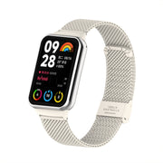 For Xiaomi Smart Band 9 Pro / 8 Pro 18mm Steel Mesh Buckle Metal Watch Band(Ivory White)
