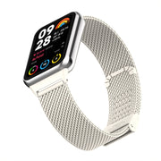 For Xiaomi Smart Band 9 Pro / 8 Pro 18mm Steel Mesh Buckle Metal Watch Band(Ivory White)