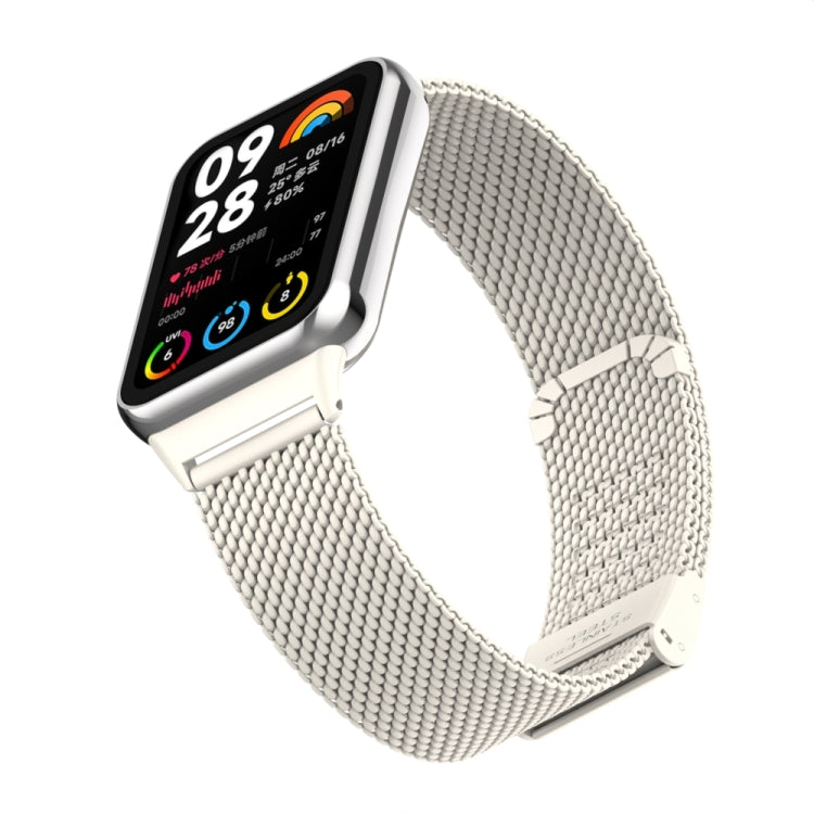 For Xiaomi Smart Band 9 Pro / 8 Pro 18mm Steel Mesh Buckle Metal Watch Band(Ivory White)