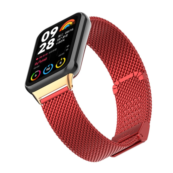 For Xiaomi Smart Band 9 Pro / 8 Pro 18mm Steel Mesh Buckle Metal Watch Band(Red)